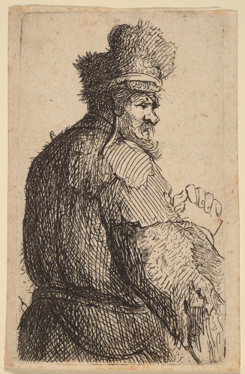 Starý muž pohled zezadu, profil doprava od Rembrandt van Rijn