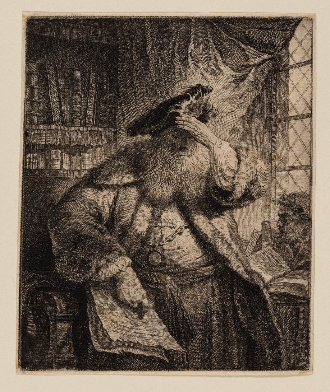 Starý muž si zastínil oči rukou od Rembrandt van Rijn