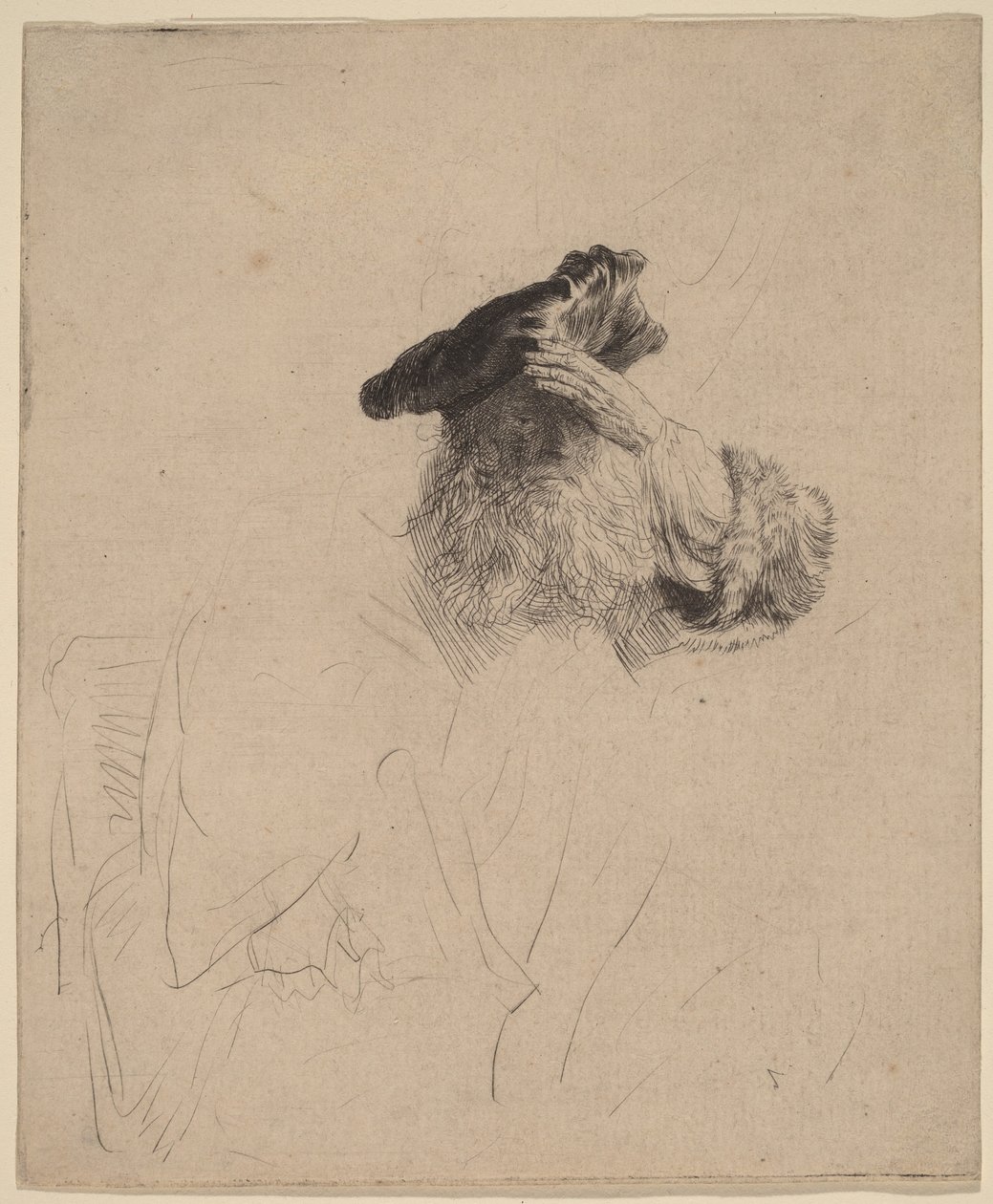 Starý muž, který si rukou zakrývá oči od Rembrandt van Rijn