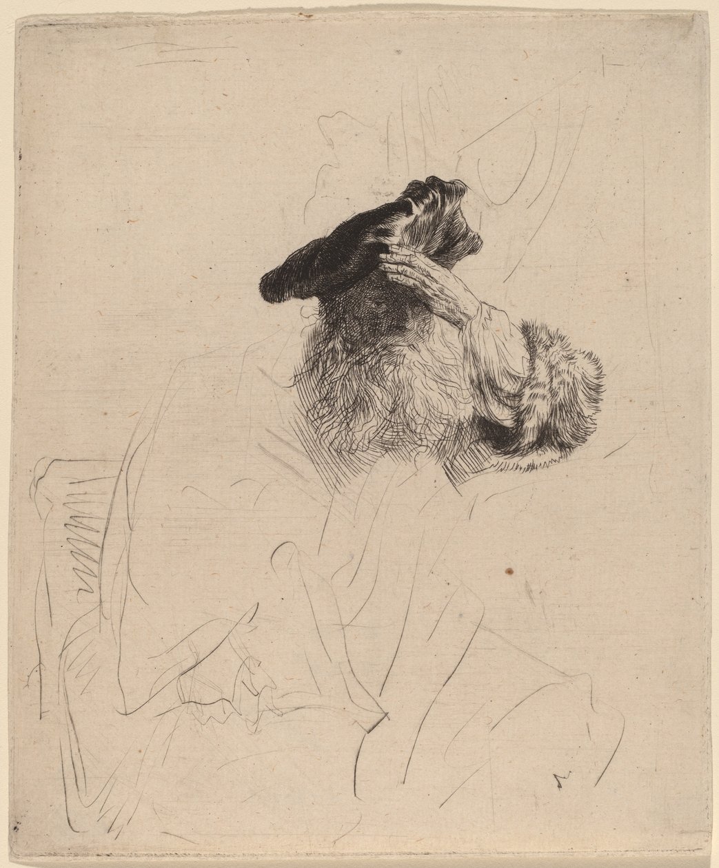Starý muž stínící si oči rukou, c. 1639. od Rembrandt van Rijn