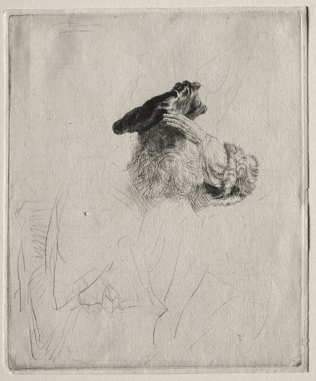 Starý muž si stíní oči rukou od Rembrandt van Rijn