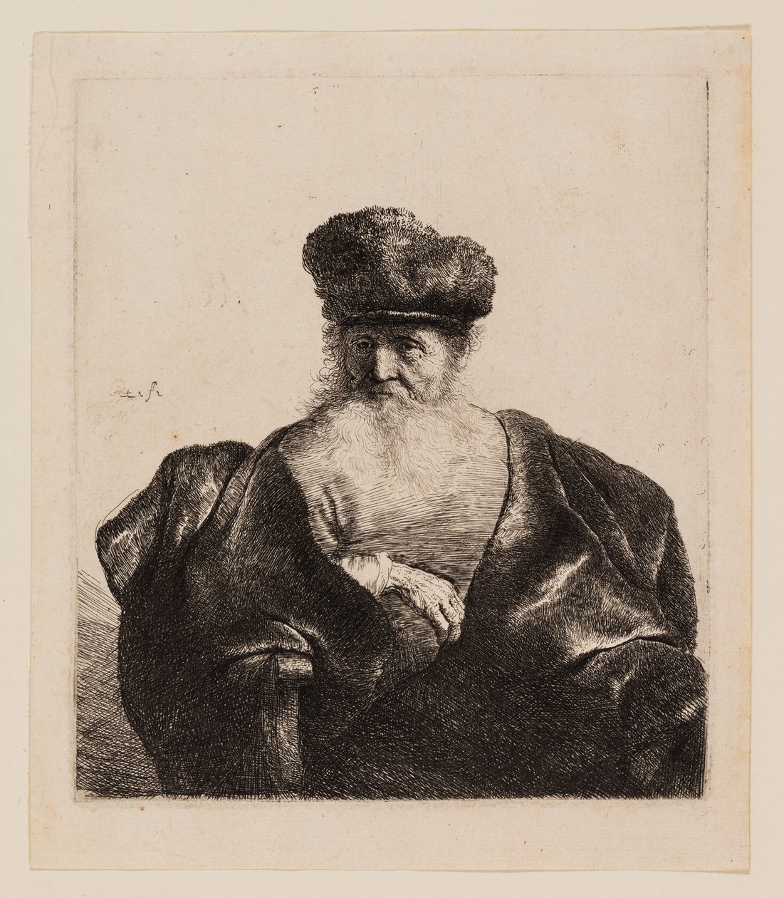 Starý muž s vousy, kožešinovou čepicí a sametovým pláštěm od Rembrandt van Rijn