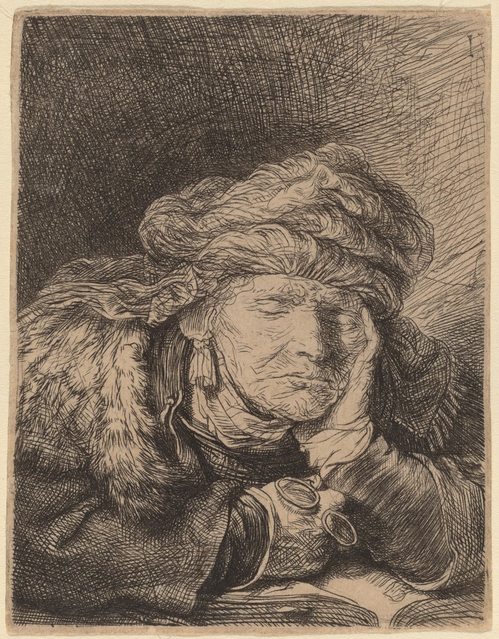Stará žena spící od Rembrandt van Rijn
