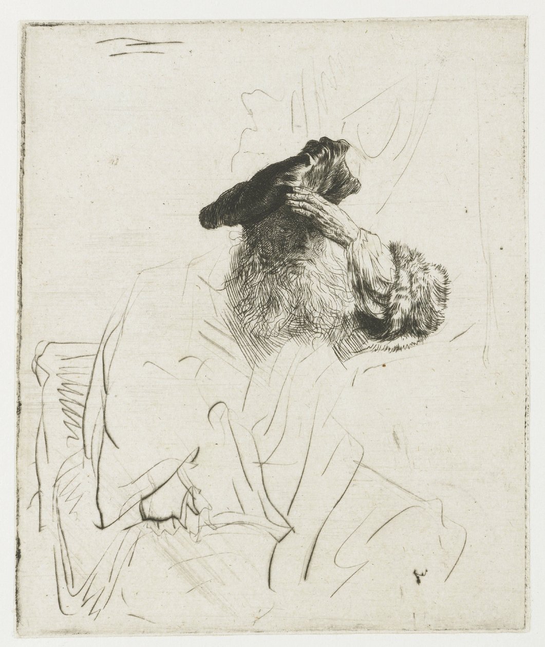 Starý muž, který si rukou zakrývá oči od Rembrandt van Rijn
