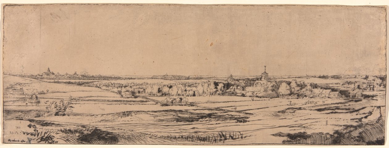 Panorama u Bloemendaalu s panstvím Saxenburg (Zlaté pole) od Rembrandt van Rijn