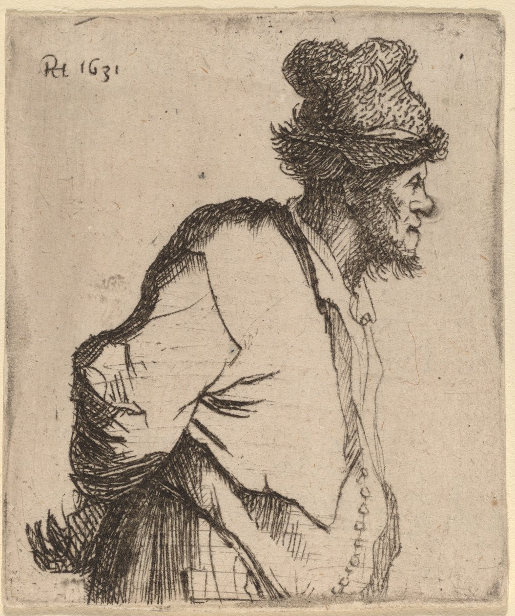 Rolník s rukama za zády od Rembrandt van Rijn