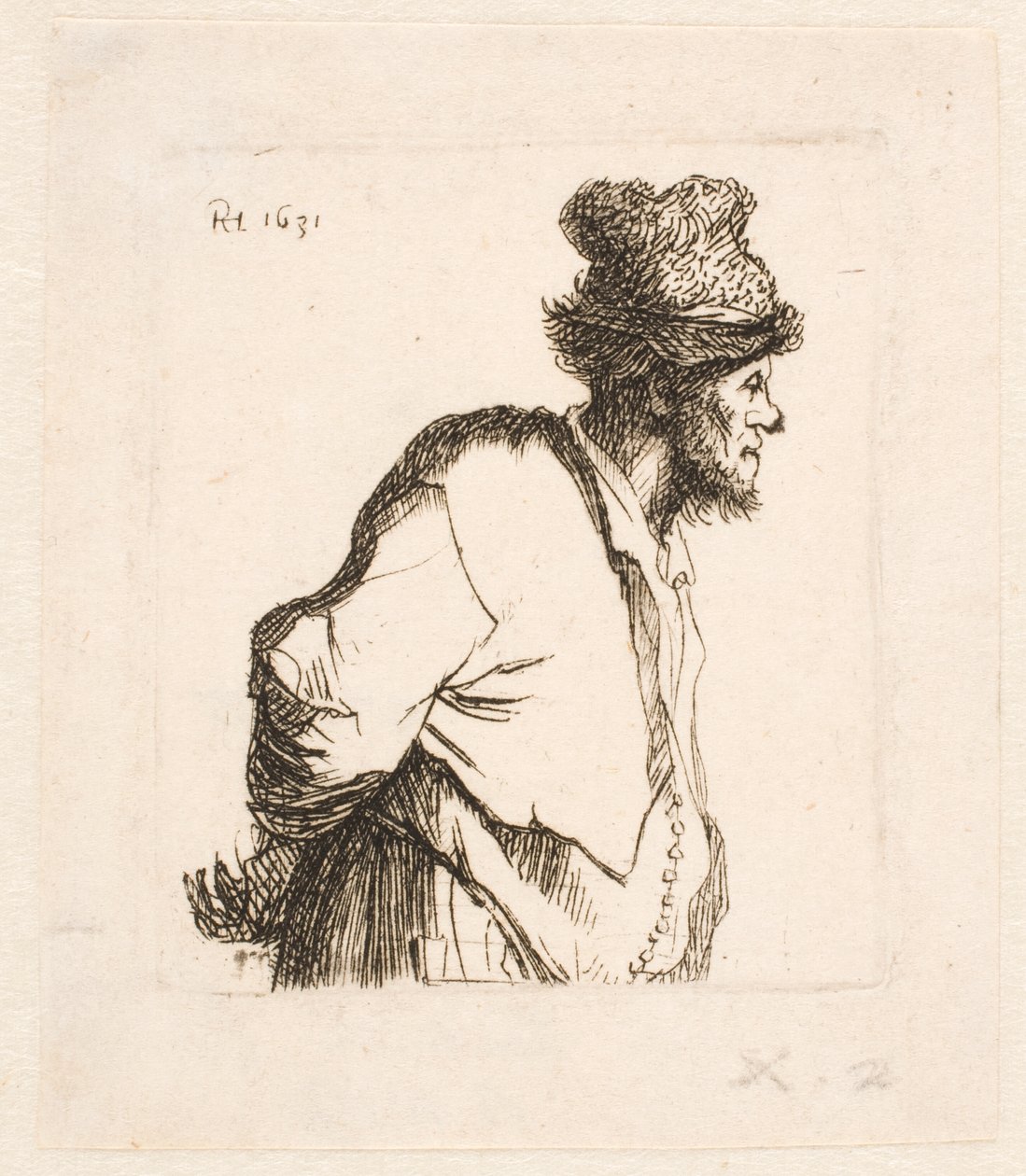 Rolník s rukama za zády od Rembrandt van Rijn