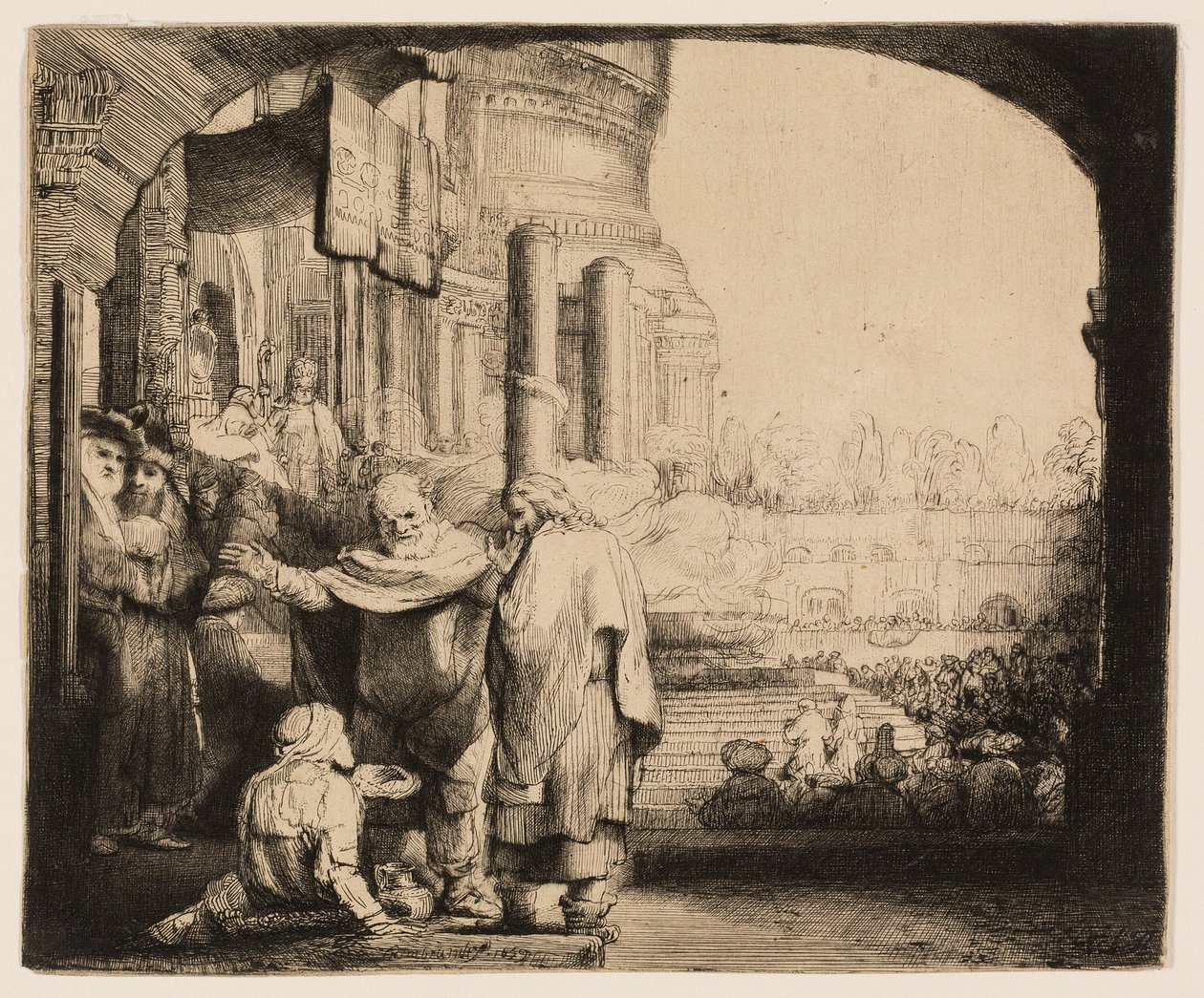 Petr a Jan léčení mrzáka u brány chrámu od Rembrandt van Rijn
