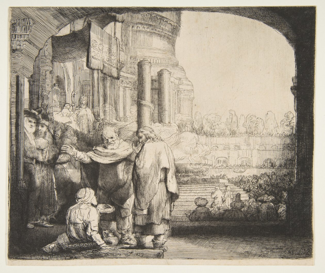 Peter a John Healing the Cripple at Gate of Temple, 1659. od Rembrandt van Rijn