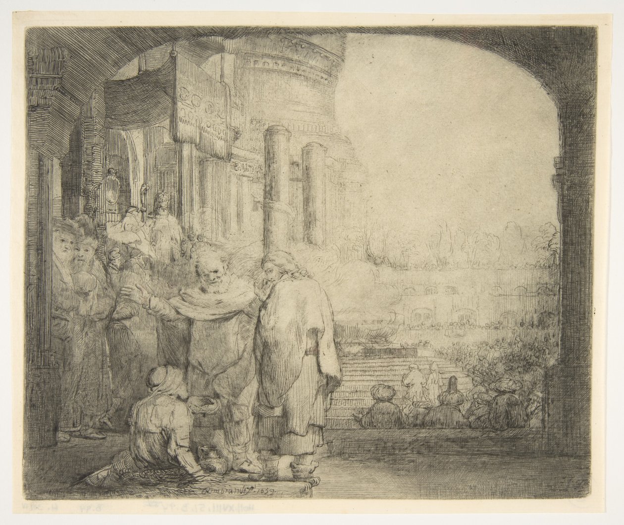 Peter a John Healing the Cripple at Gate of Temple, 1659. od Rembrandt van Rijn