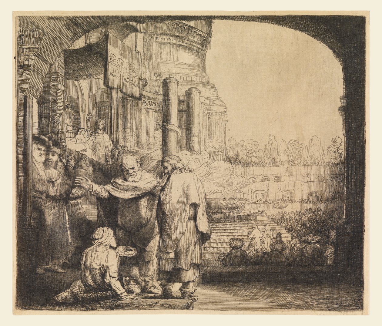 Petra a Jana u brány chrámu od Rembrandt van Rijn