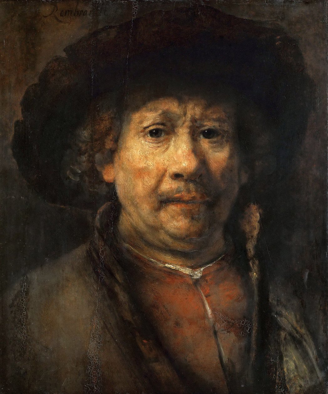 Malý autoportrét - Malý autoportrét, Rembrandt van Rhijn (1606-1669). Olej na dřevě, cca 1657. Rozměr: 48 x 40,6 cm. Uměleckohistorické muzeum, Vienne od Rembrandt van Rijn