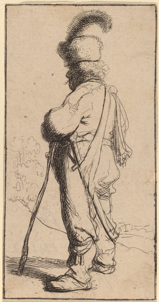 Polák se opíral o hůl od Rembrandt van Rijn