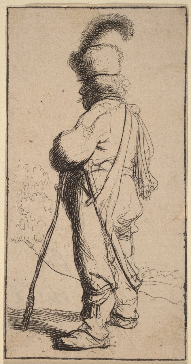 Polák opírající se o hůl od Rembrandt van Rijn