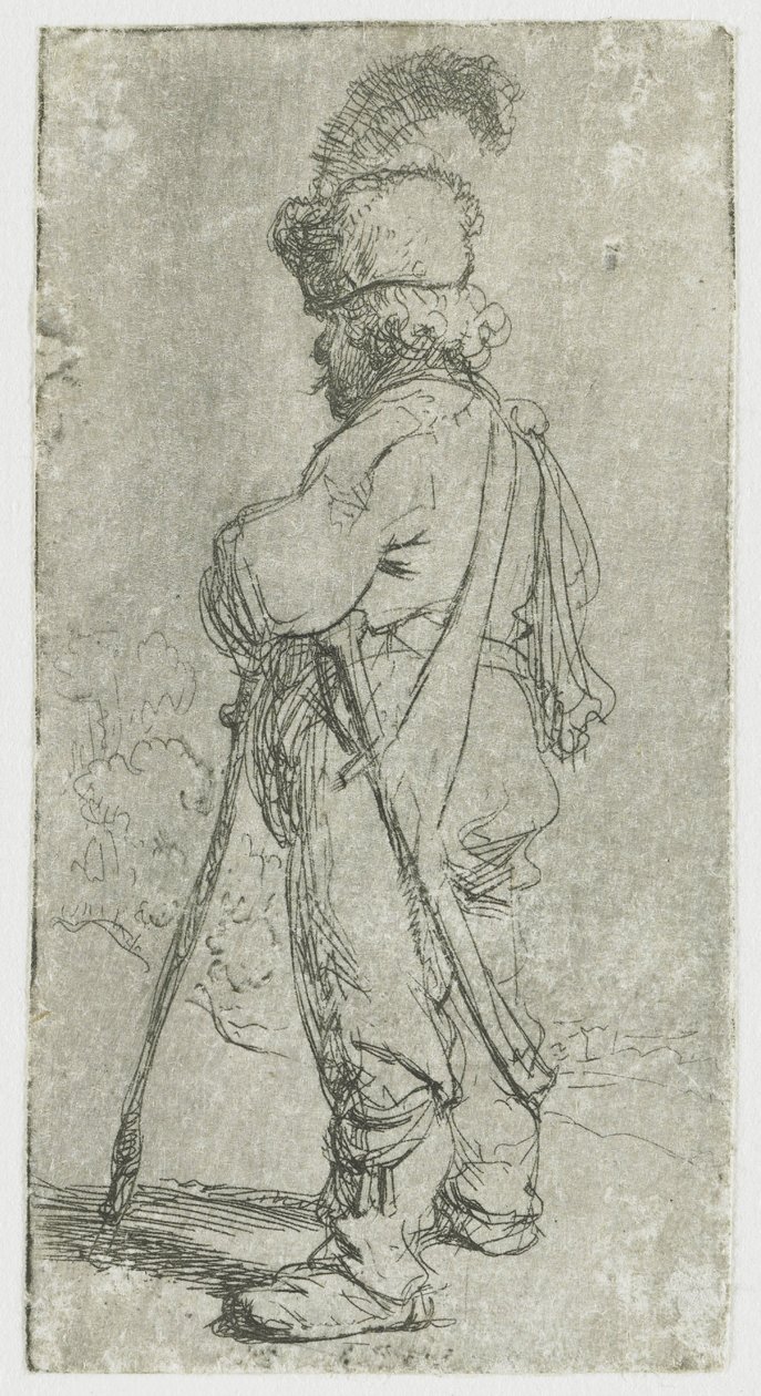 Polák opírající se o hůl od Rembrandt van Rijn