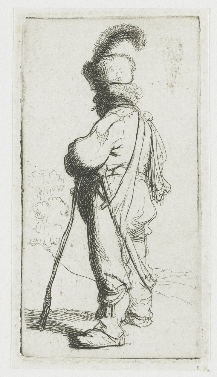 Polák opírající se o hůl od Rembrandt van Rijn