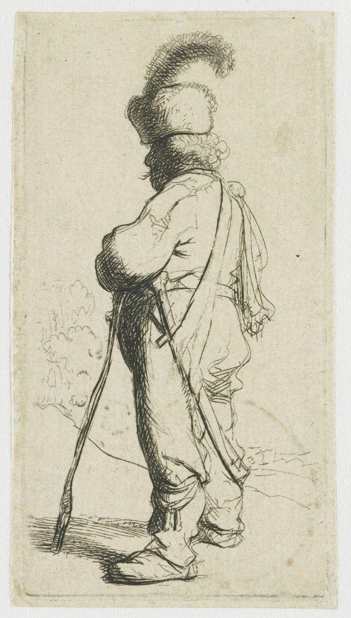 Polák opírající se o hůl od Rembrandt van Rijn
