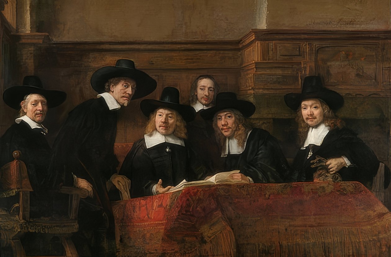 Portrét hlavy soukenického cechu v Amsterdamu. 1662 od Rembrandt van Rijn