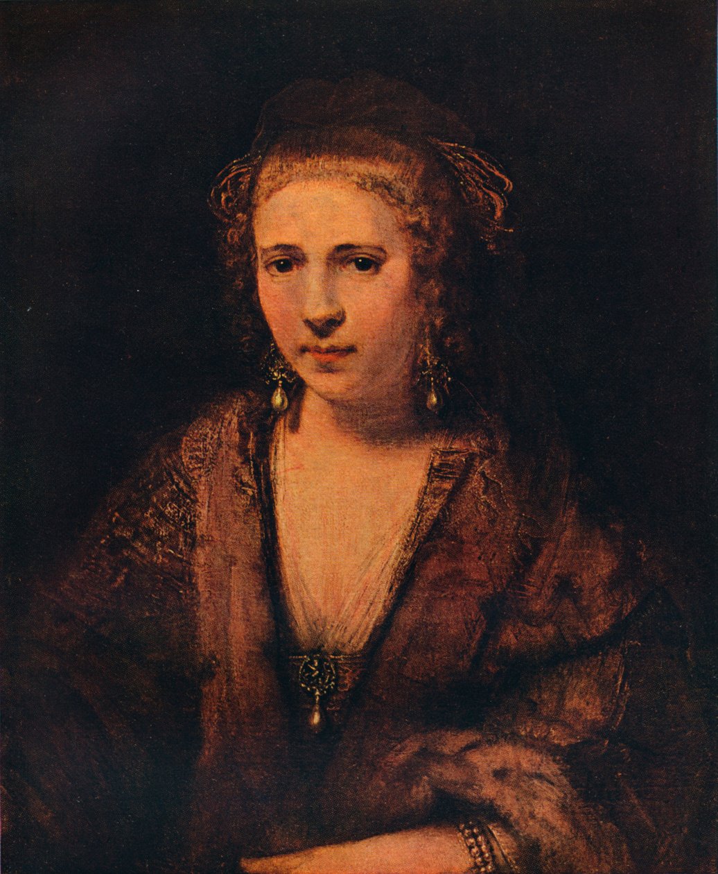 Portrét Hendrickje Stoffelse se sametovým baretem, c1654 od Rembrandt van Rijn