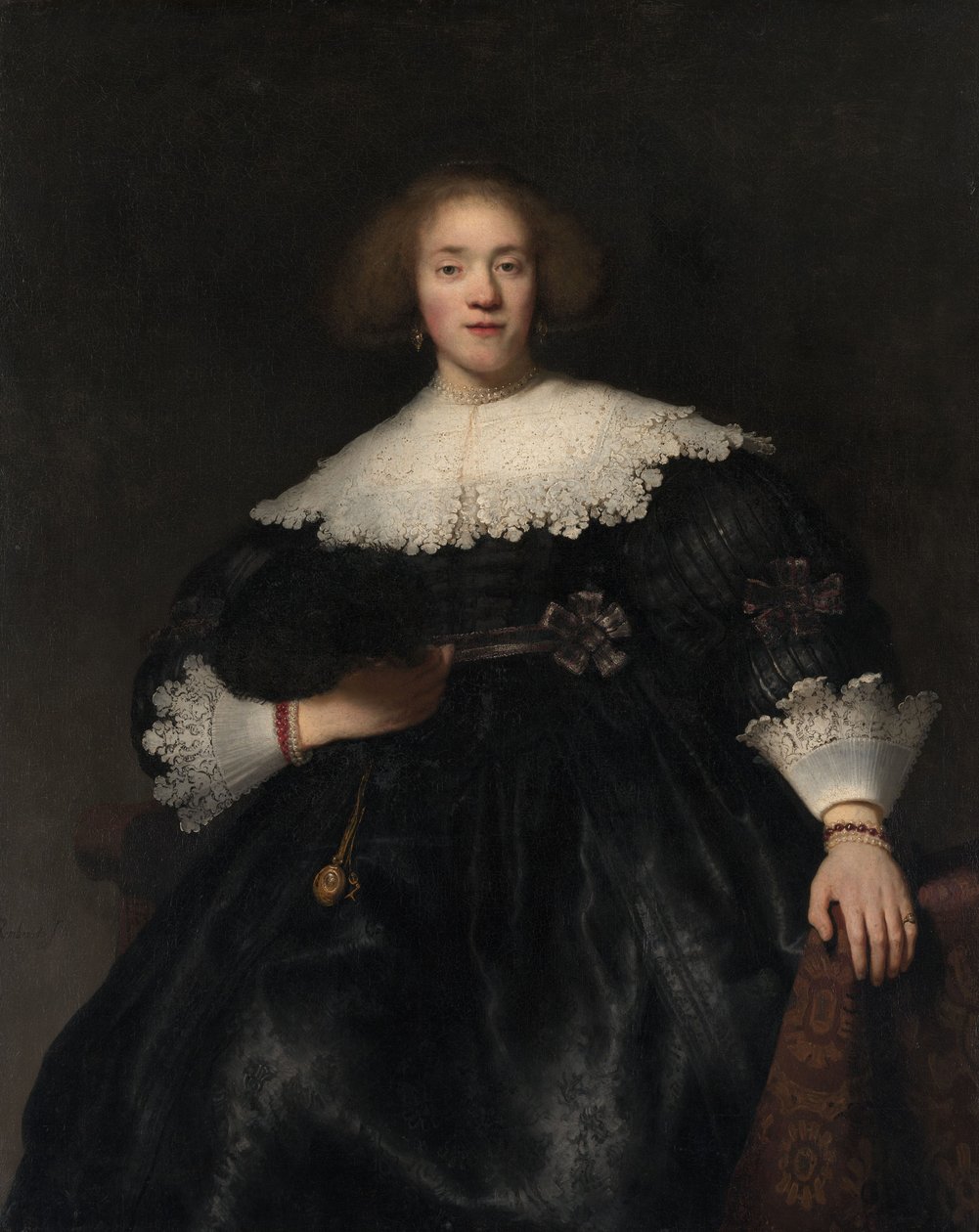 Portrét mladé ženy s ventilátorem, 1633 od Rembrandt van Rijn