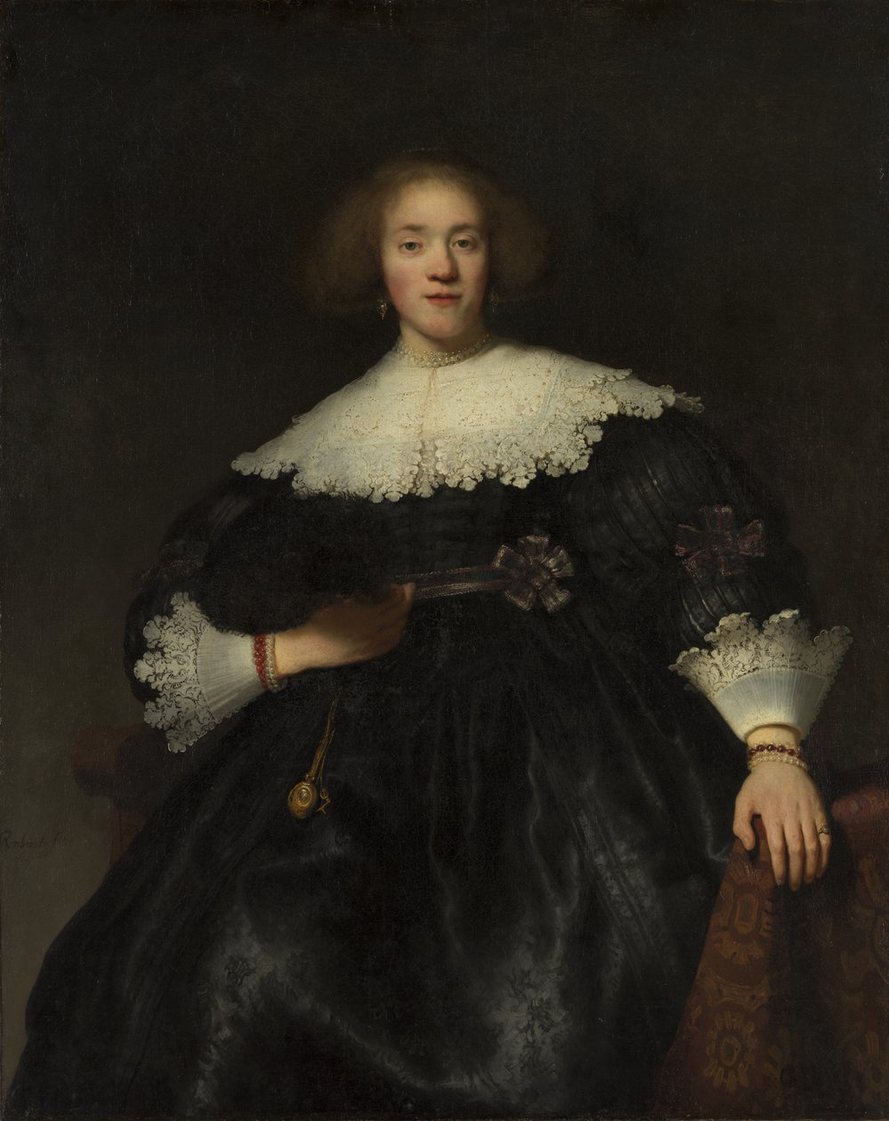 Portrét mladé ženy s ventilátorem, 1633. od Rembrandt van Rijn