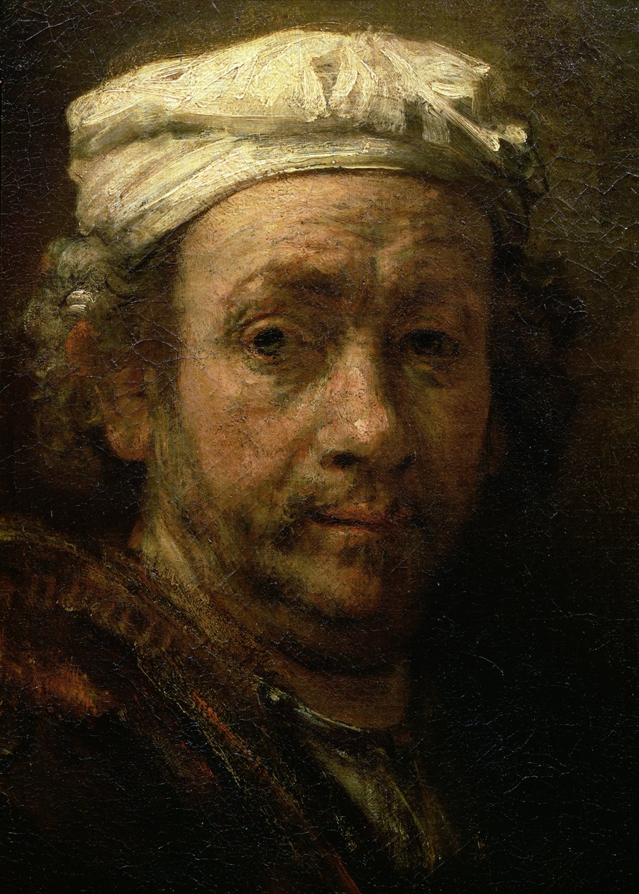 Portrét umělce u pracovního stolu, detail obličeje, 1660 (detail 91054) od Rembrandt van Rijn