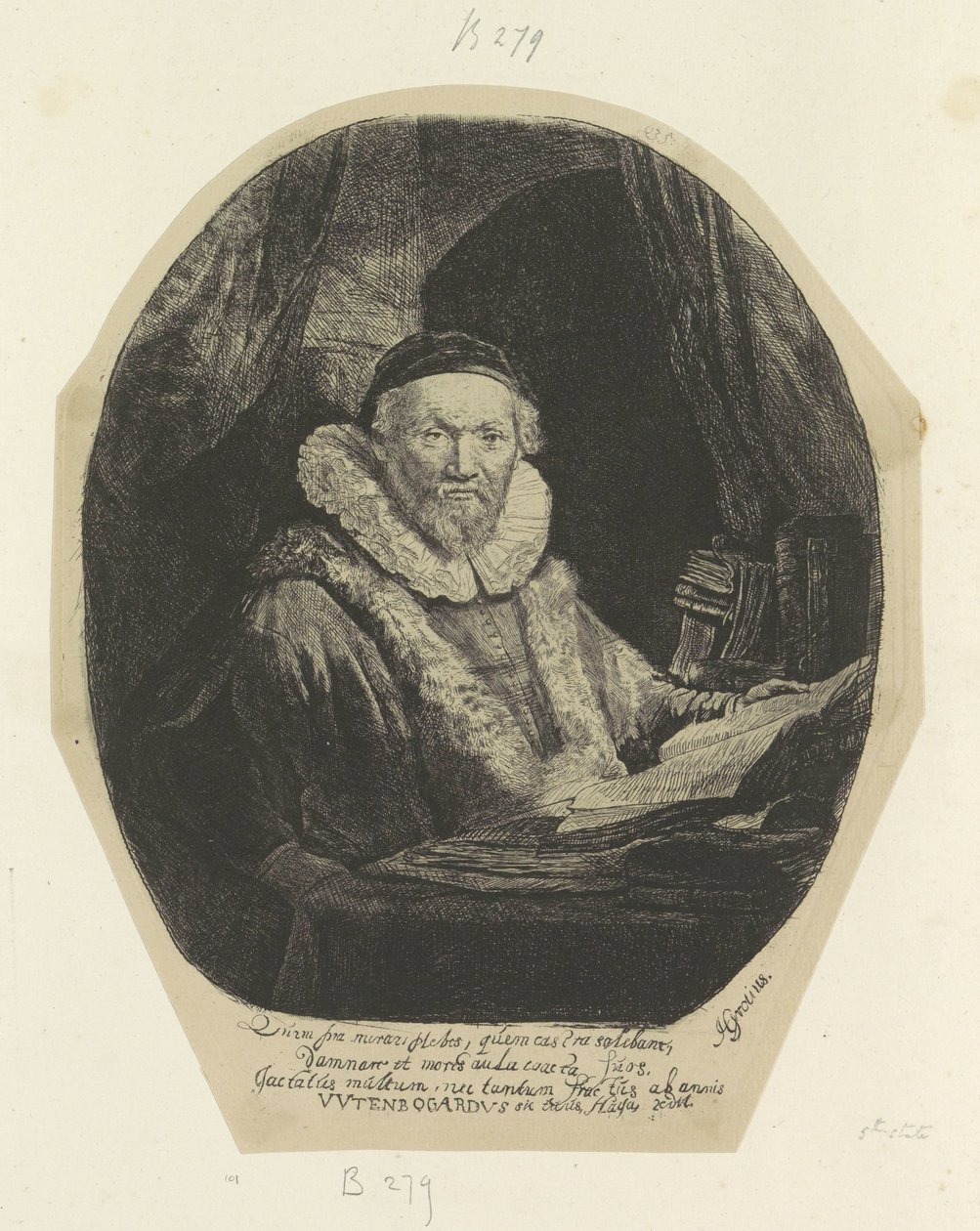 Portret van de Remonstrante předpovídá Jana Wtenbogaerta Kolekce osmdesáti pěti původních tisků (název série) od Rembrandt van Rijn