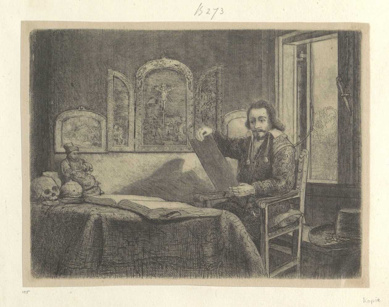 Portrét lékárníka Abrahama Francena Kolekce osmdesáti pěti původních tisků (název série) od Rembrandt van Rijn