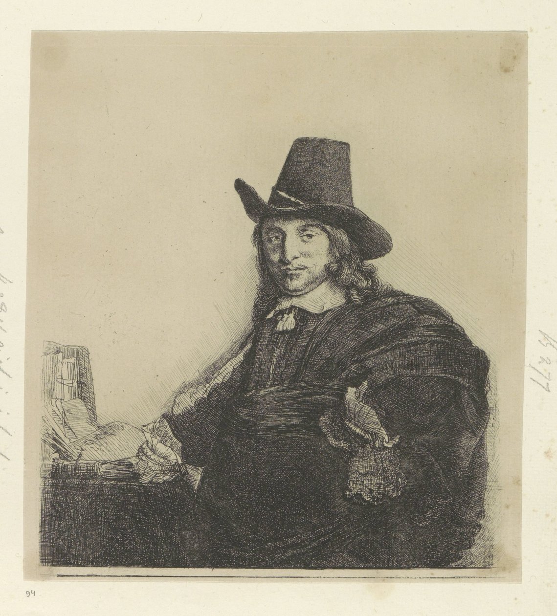 Portret van de Schilder Jan Asselijn Kolekce osmdesáti pěti původních tisků (název série) od Rembrandt van Rijn