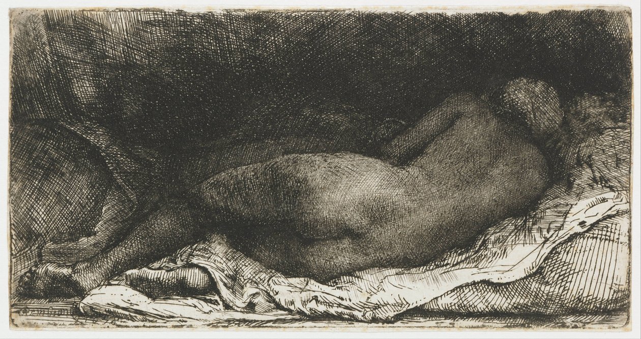 Ležící ženský akt od Rembrandt van Rijn