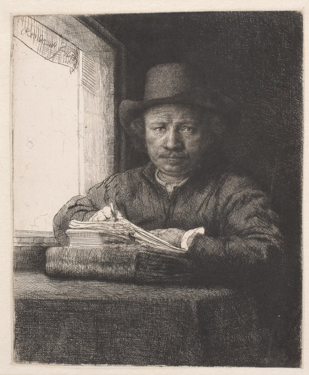 Rembrandt kreslí v okně od Rembrandt van Rijn