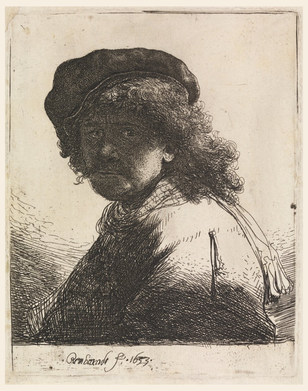 Rembrandt v čepici a šále od Rembrandt van Rijn