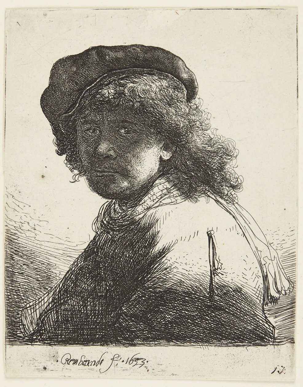 Rembrandt v čepici a šále od Rembrandt van Rijn