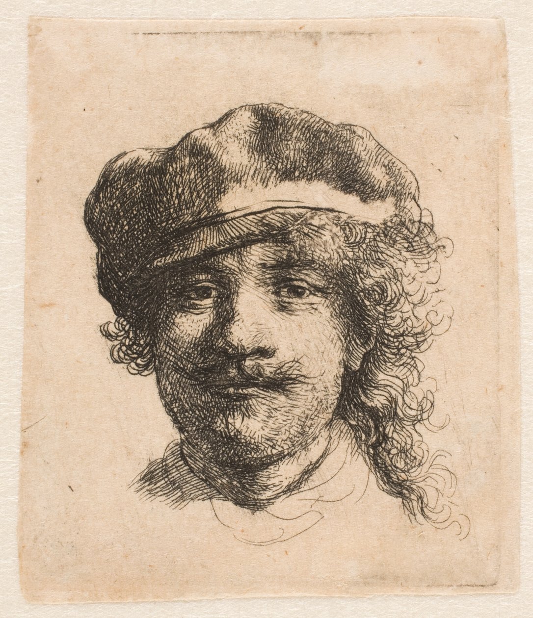 Rembrandt s měkkou čepicí: zepředu: pouze hlava od Rembrandt van Rijn