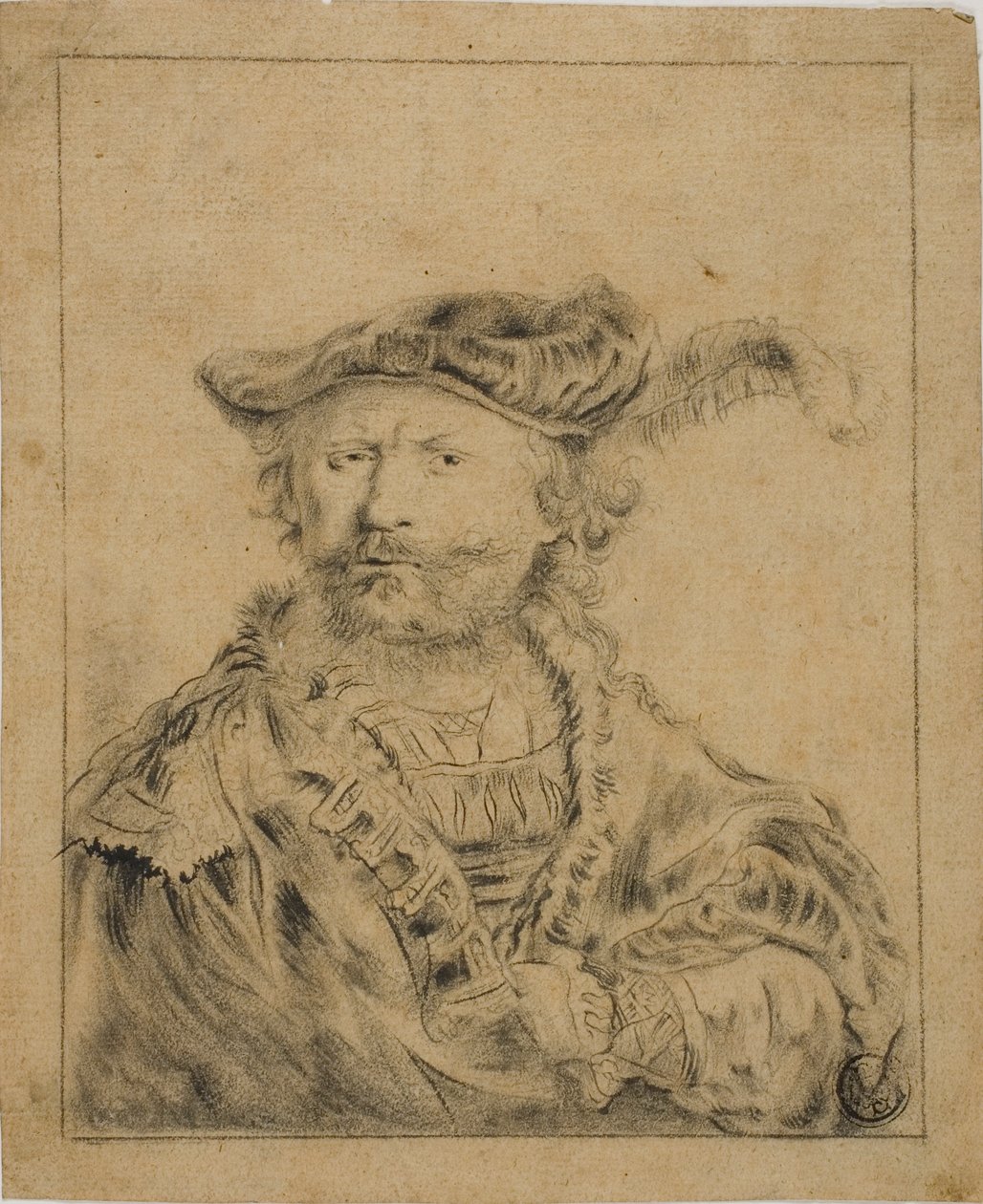 Rembrandt s opeřeným kloboukem od Rembrandt van Rijn