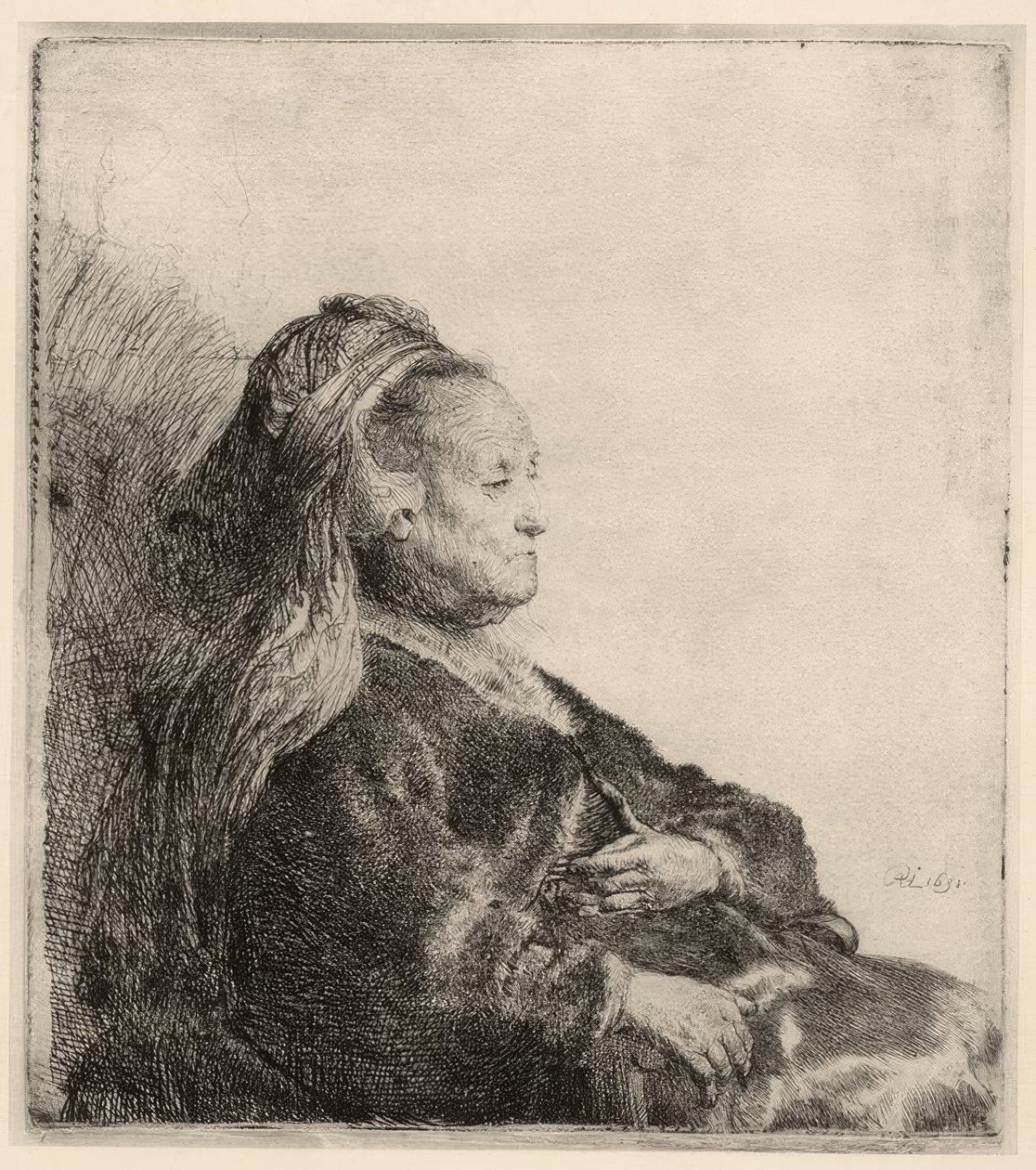 Rembrandtova matka v orientální čelence od Rembrandt van Rijn