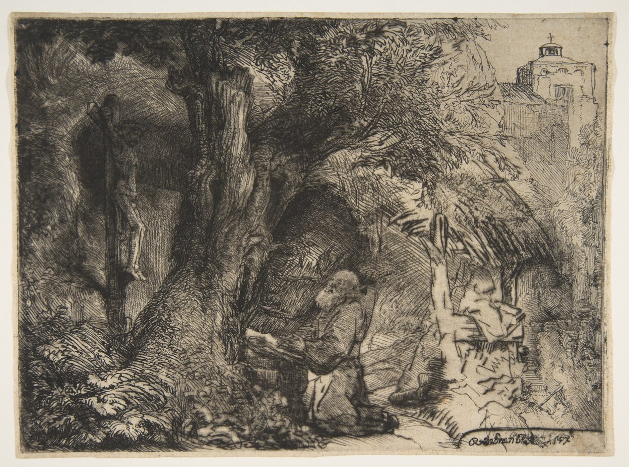 Svatý František pod stromem, modlící se, 1657. od Rembrandt van Rijn