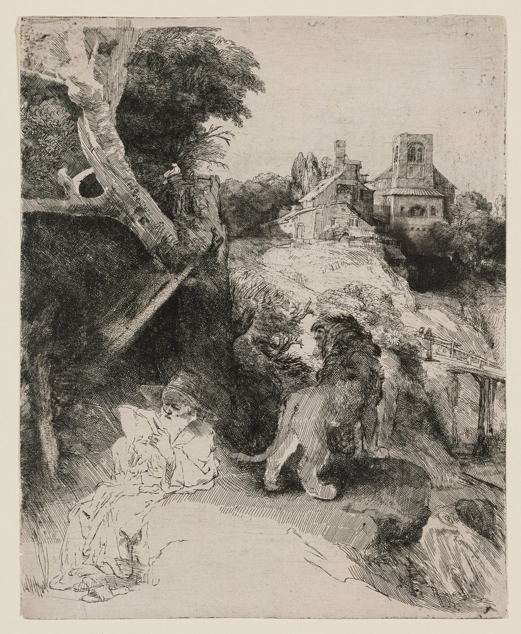 Svatý Jeroným čte v italské krajině od Rembrandt van Rijn
