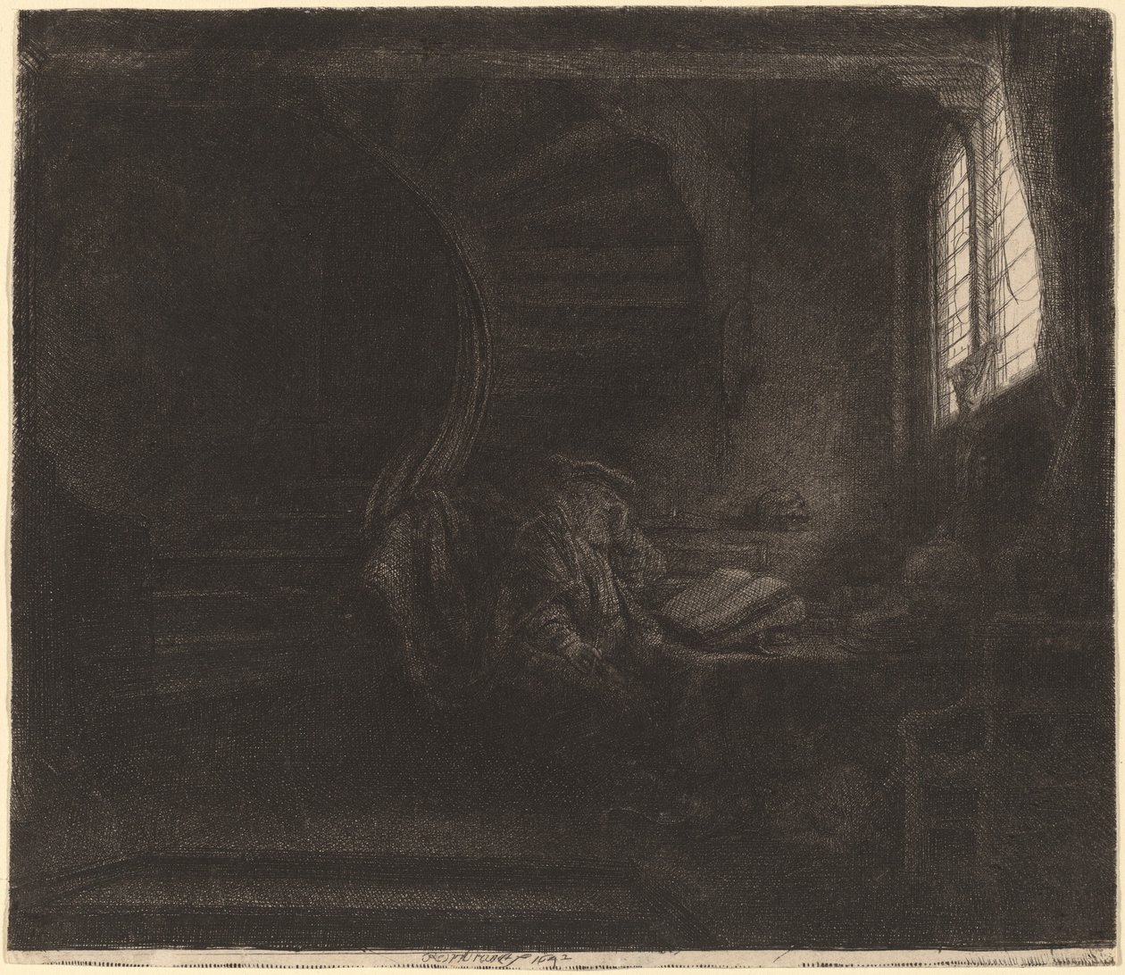 Svatý Jeroným v temné komoře od Rembrandt van Rijn