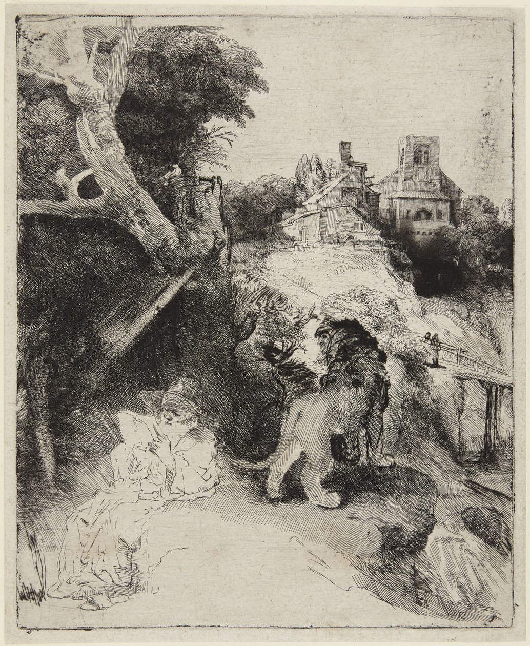 Svatý Jeroným v italské krajině od Rembrandt van Rijn