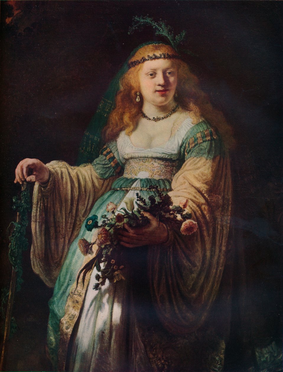 Saskia van Uylenburgh v Arcadian Costume, 1635 od Rembrandt van Rijn