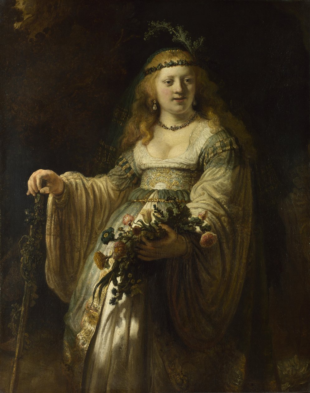 Saskia van Uylenburgh v Arcadian Costume, 1635 od Rembrandt van Rijn
