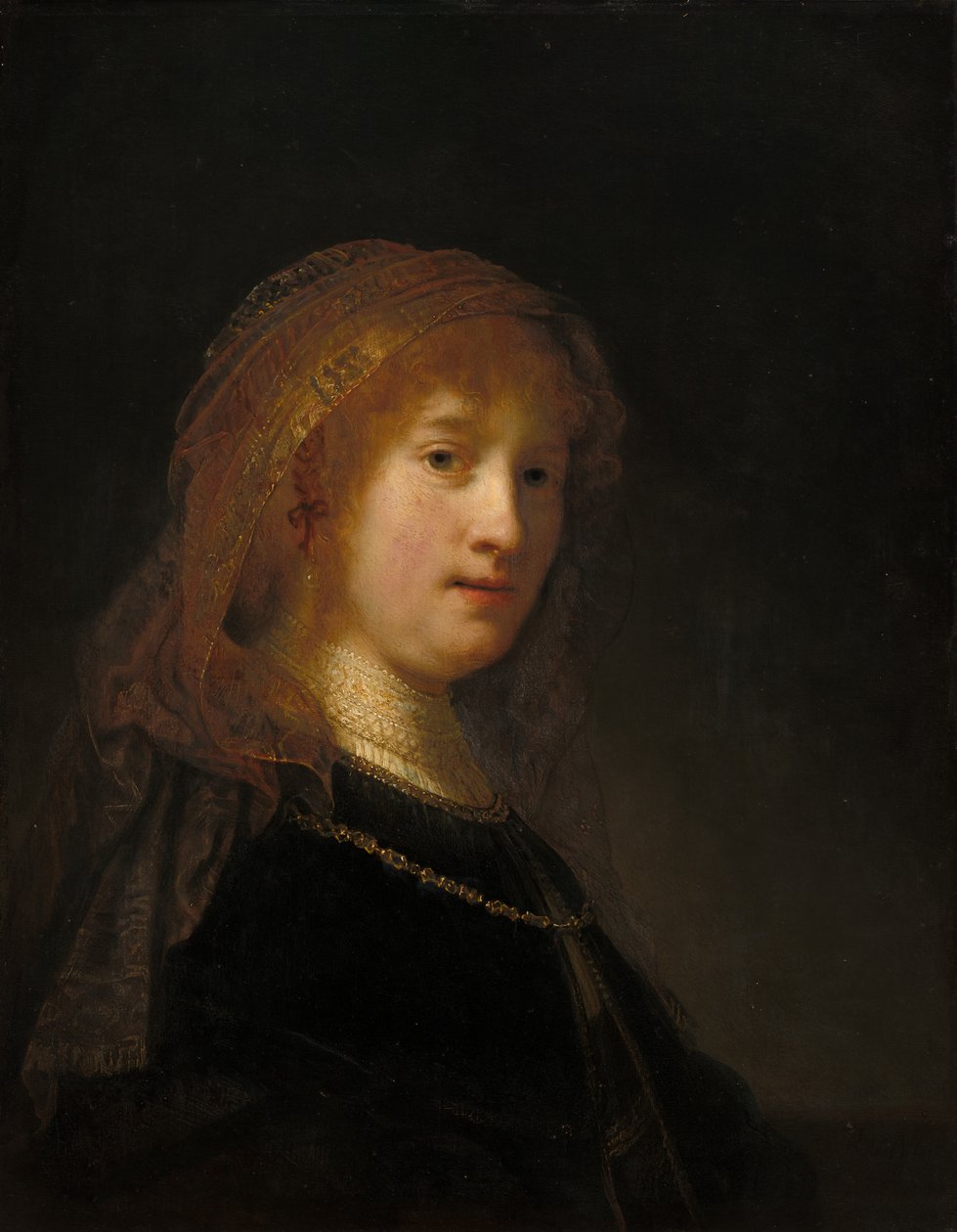 Saskia van Uylenburgh, manželka umělce, pravděpodobně začala 16341635 a dokončila 16381640. od Rembrandt van Rijn