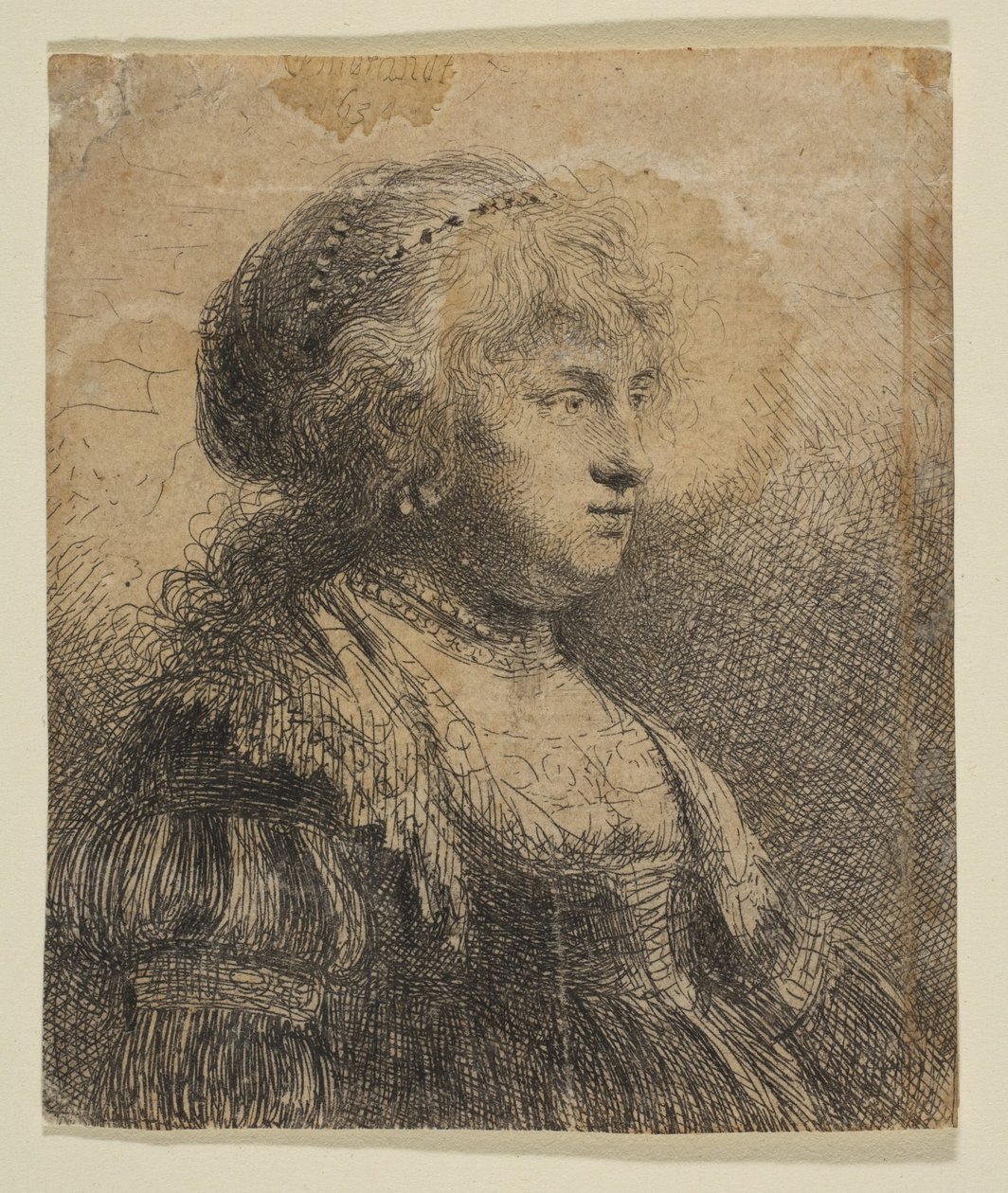Saskia s perlami ve vlasech, 1634. od Rembrandt van Rijn