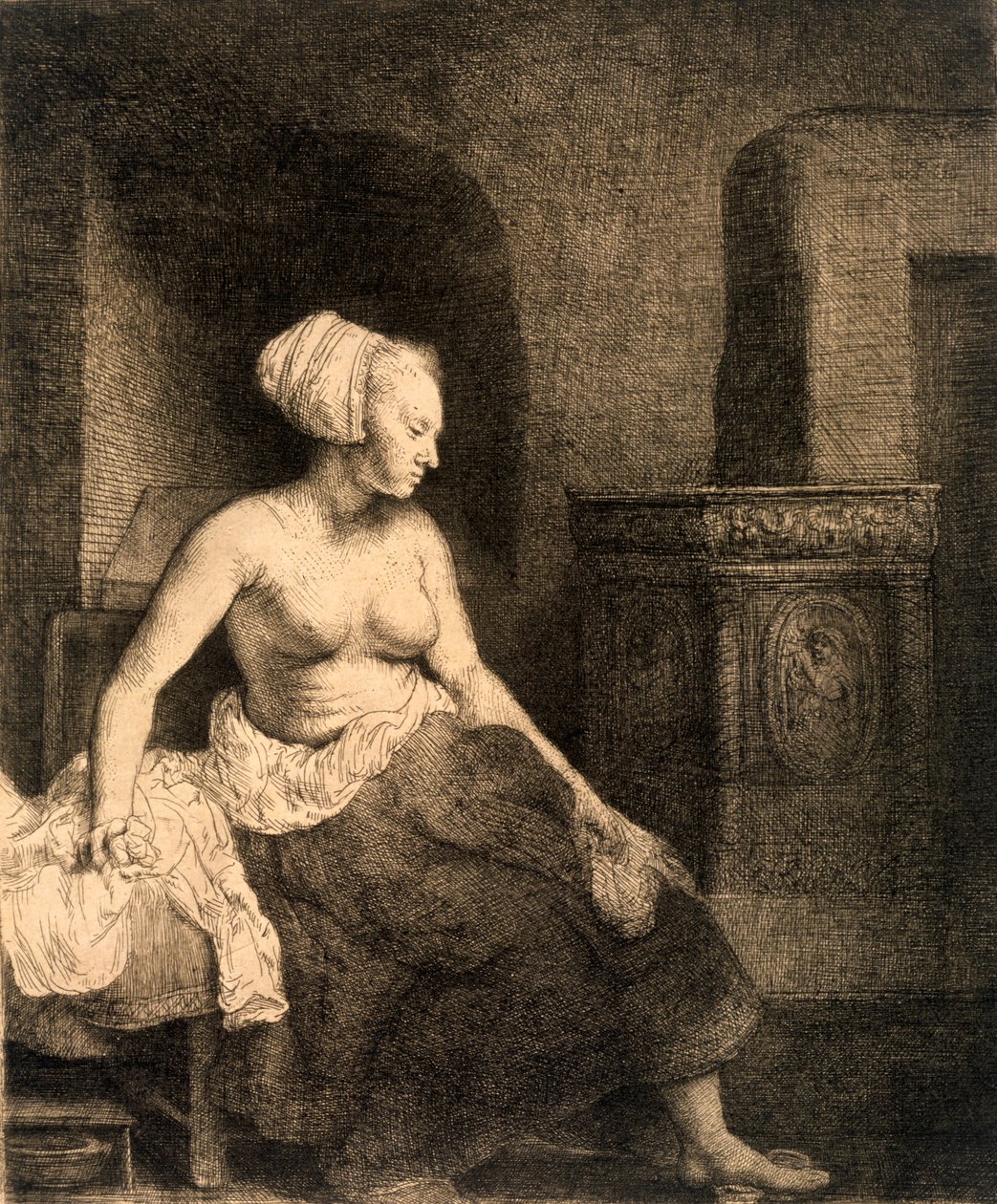 Sedící ženský akt, 1658 od Rembrandt van Rijn