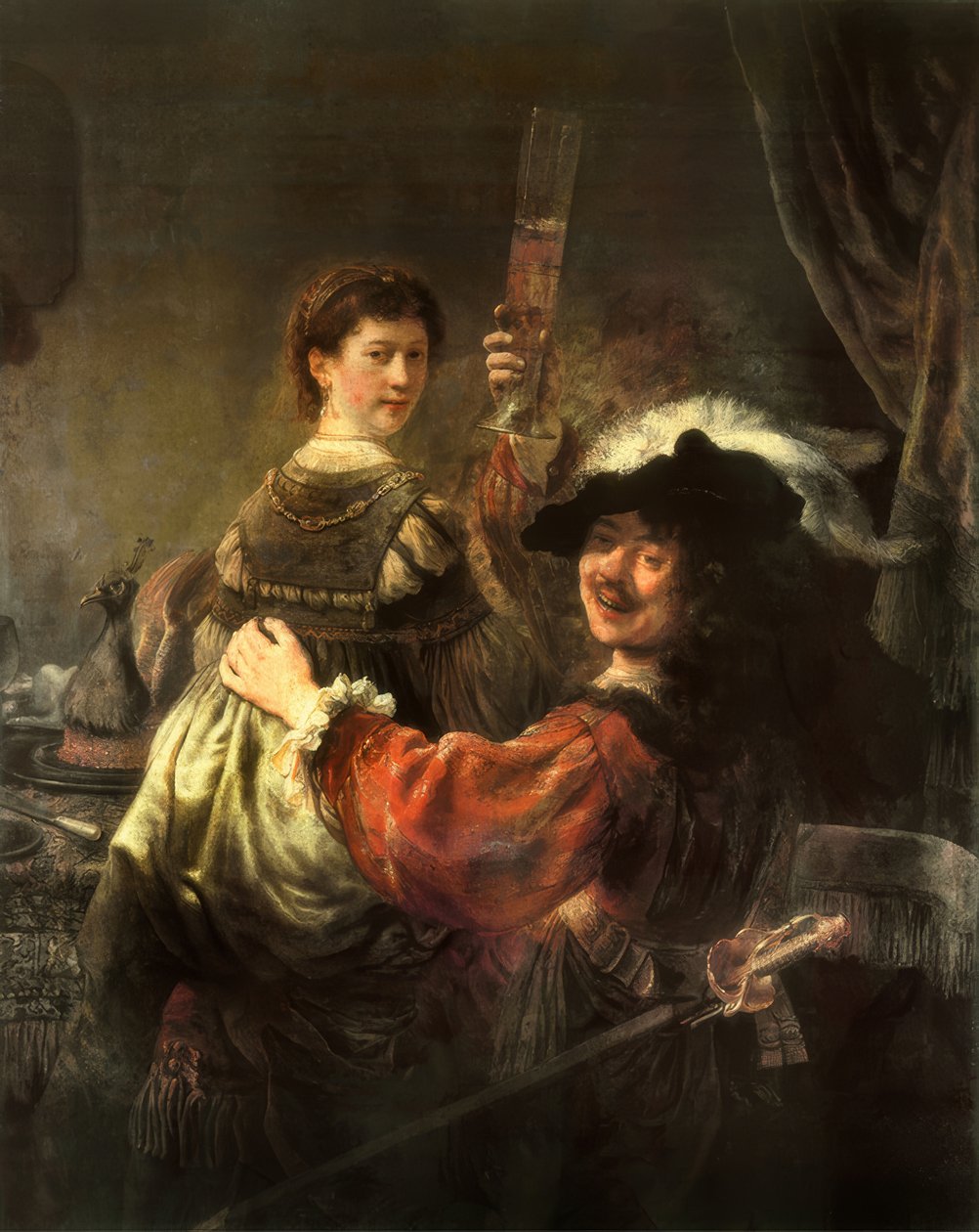 Autoportrét s manželkou Saskiou jako marnotratným synem od Rembrandt van Rijn