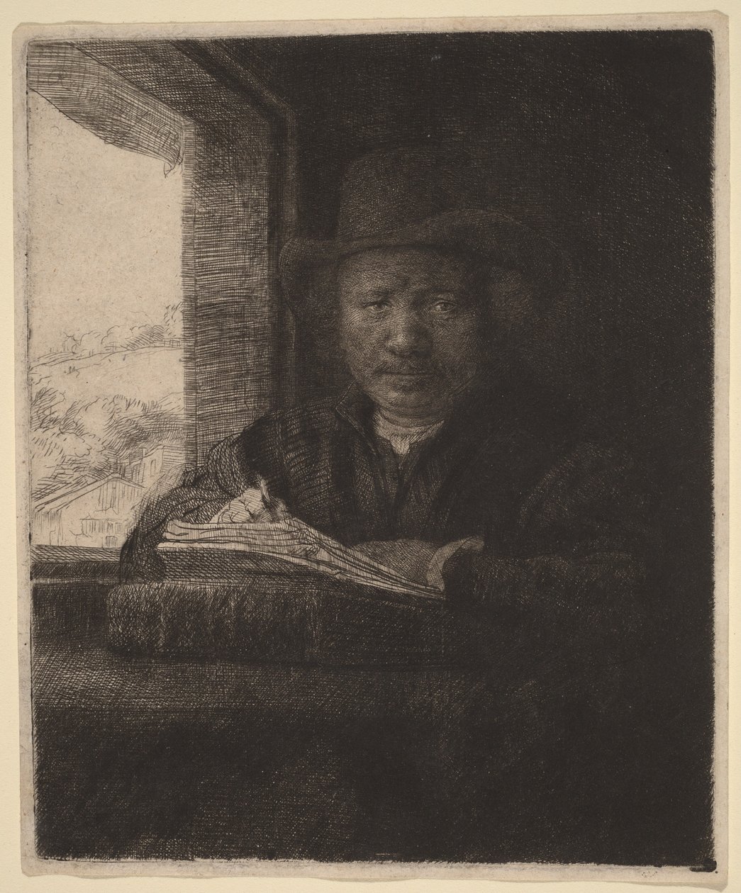 Autoportrét – lept u okna od Rembrandt van Rijn