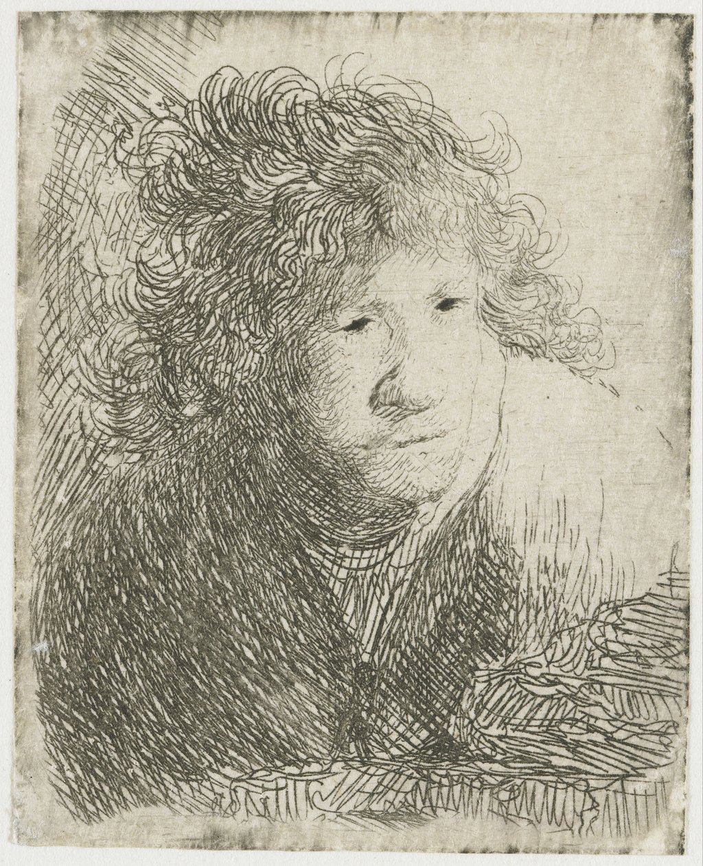 Autoportrét, předklon, poslech, 1628. od Rembrandt van Rijn