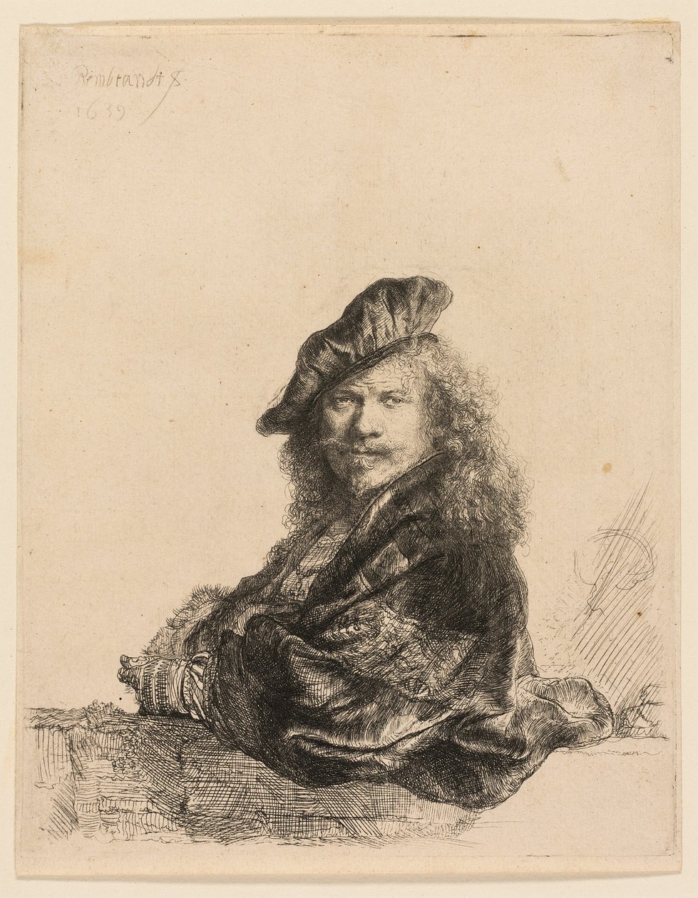 Autoportrét opřený o kamenný parapet od Rembrandt van Rijn