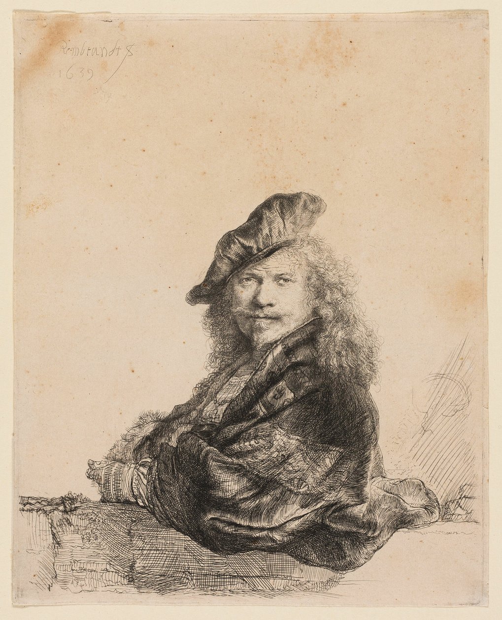 Autoportrét opřený o kamenný parapet od Rembrandt van Rijn